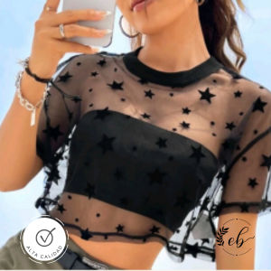 kimono transparente de malla