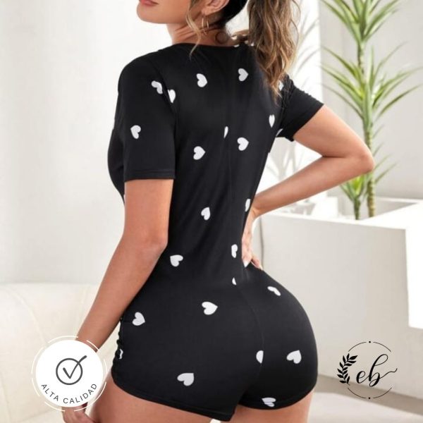 Mono de dormir con estampado de corazón con botón - Image 3