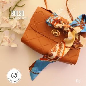 Bolso Bandolera Cuadrado con Lazo y Bufanda de Seda