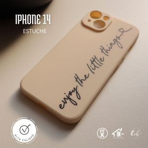 Estuche para Iphone 14 con letras en inglés - Enjoy the little things