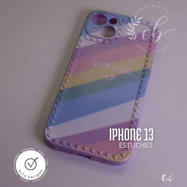 Estuche para Iphone 13 pro - motivo corazones de colores con frase en ingles happy every day - Image 4