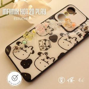 Estuche Infinix Hot 20 play impreso con tematica de vacas