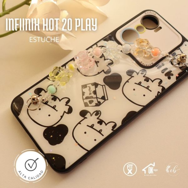 Estuche Infinix Hot 20 play impreso con tematica de vacas