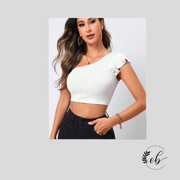 Blusa corta con mangas de mariposa - Image 2