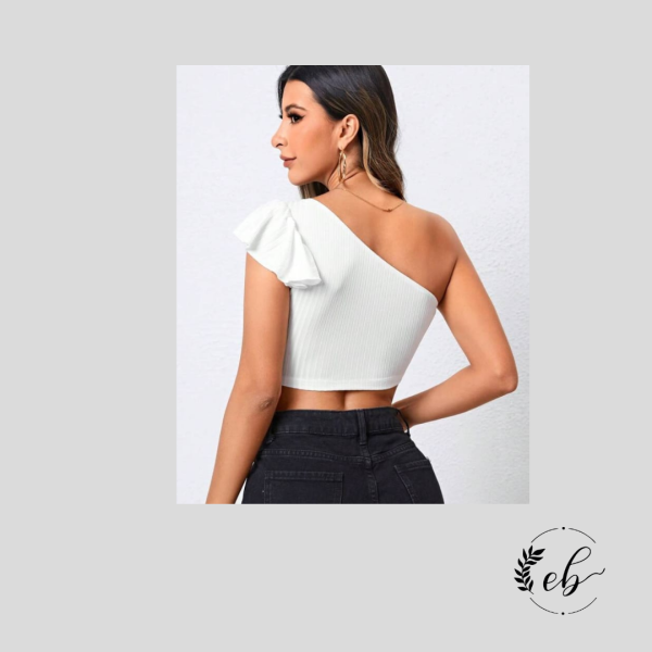 Blusa corta con mangas de mariposa - Image 3