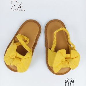Sandalias Infantiles Amarillas con Lazo y Banda Elástica – Verano Casual Niña