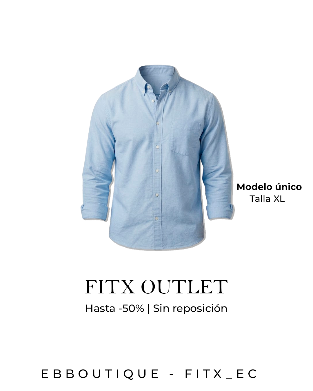 Camisa Hombre Celeste Manga Larga – Talla XL | Modelo Único FITx Outlet