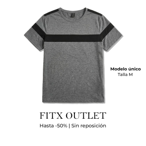 Camiseta Hombre Gris con Franjas Negras – Talla M | Modelo Único FITx Outlet