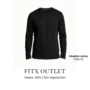 Camiseta Manga Larga Hombre Negra – Talla XL | Modelo Único FITx Outlet