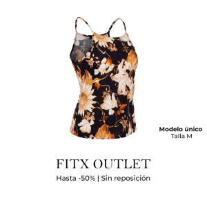 Top Crop Floral Mujer Negro con Tirantes – Talla M | Modelo Único FITx Outlet