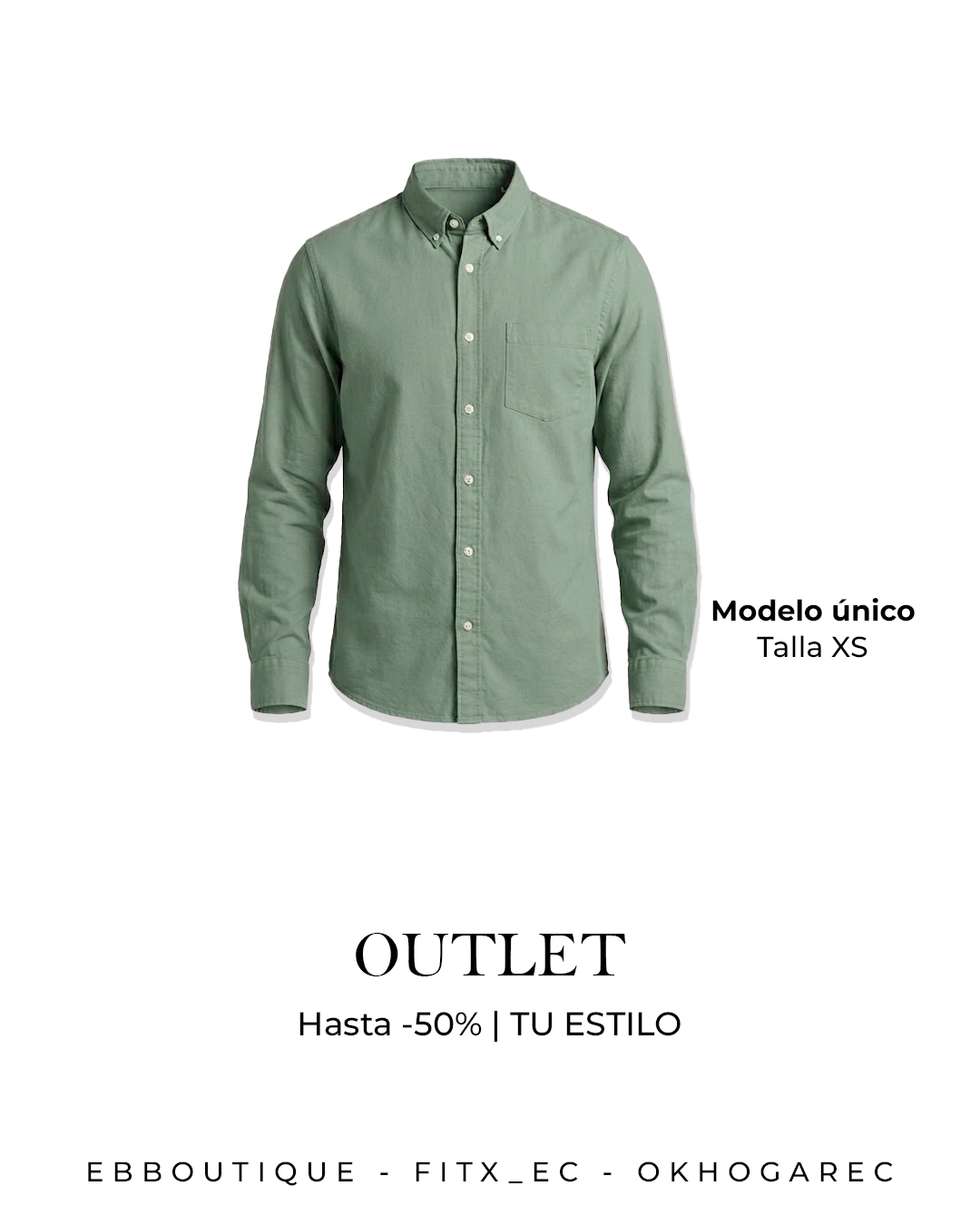 Camisa Hombre Verde Manga Larga Casual – Talla XS | Modelo Único FITx Outlet