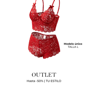 Conjunto de Lencería en Encaje Rojo | Outlet