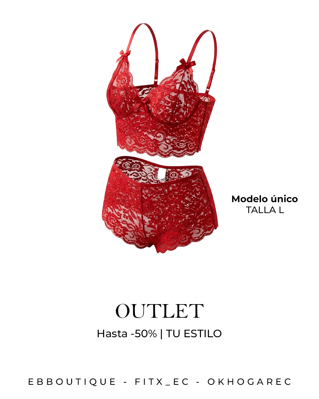 Conjunto de Lencería en Encaje Rojo | Outlet