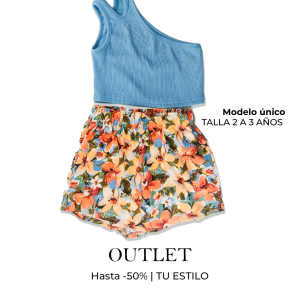 Conjunto Infantil Falda Floral + Top Asimétrico Celeste – Outlet