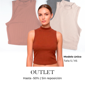 Crop Top Cuello Alto Mujer Básico – Colores Variados | Talla S/XS |  Outlet