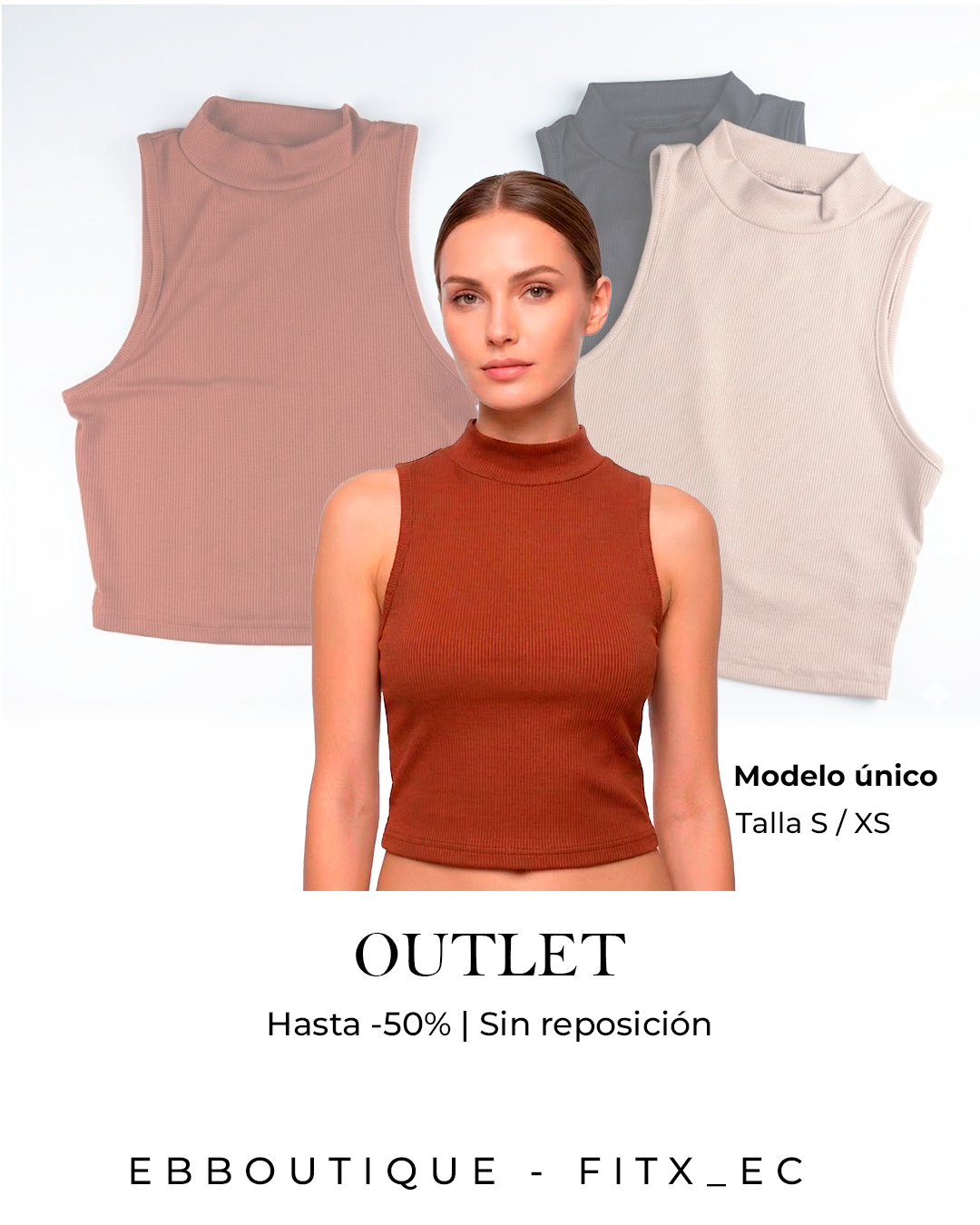 Crop Top Cuello Alto Mujer Básico – Colores Variados | Talla S/XS | Outlet