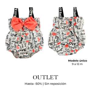 Enterizo Bebé Love con Lazo Frontal – 9 a 12 Meses | Modelo Único FITx Outlet