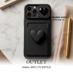 Estuche iPhone 13 con tarjetero 🖤📱 diseño elegante y práctico para tu día a día.