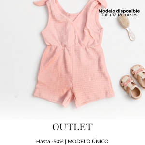 Vestido corto para bebé niña rosado con lazos en hombros talla 12-18 meses modelo único