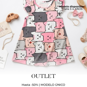 Vestido para niña estampado de gatitos talla 3-4 años modelo único